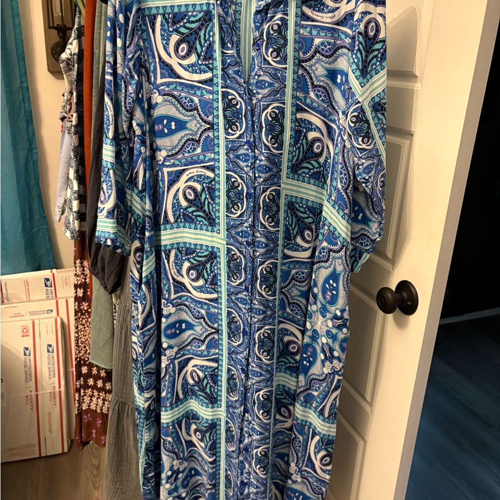 Vibrant Blue Paisley Maxi Dress
